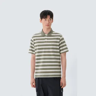 【Snow Peak】男 棉質條紋 Polo T恤 復古卡其