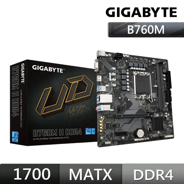 【GIGABYTE 技嘉】B760M H DDR4主機板+凌航 D4 16G/3200 記憶體