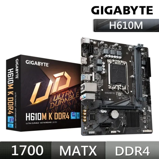 【GIGABYTE 技嘉】H610M K DDR4 主機板+雷克沙 D4 16G 3200 Thor XMP 記憶體