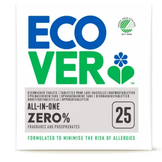 【ECOVER 宜珂】無添加ZERO洗碗機專用洗碗錠/洗碗粉/洗碗球(25顆/500g)