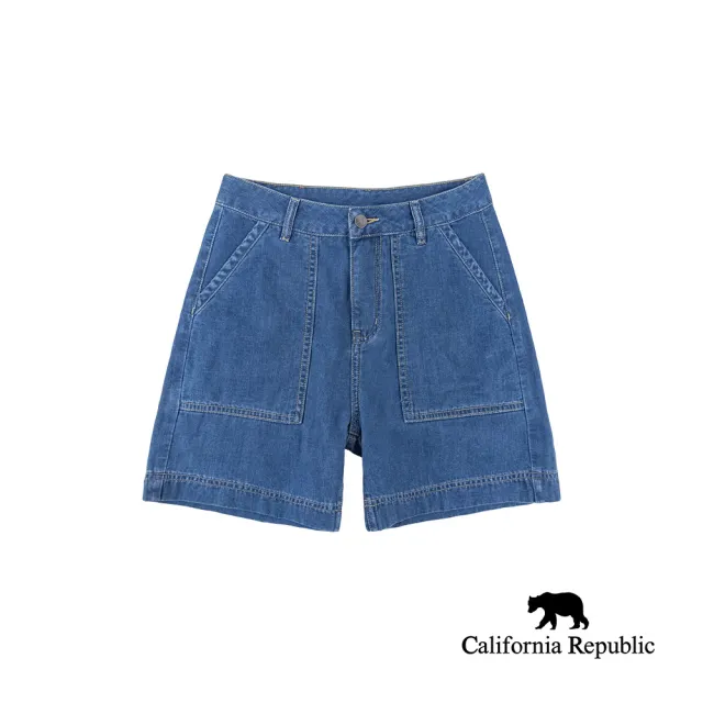 【California Republic】中藍水洗牛仔四分褲(女)