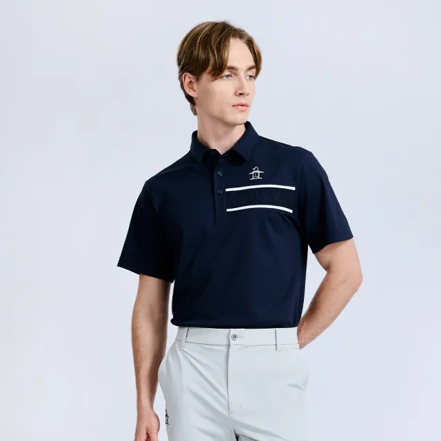 【Munsingwear】企鵝牌 男款藏青色 簡約百搭立體壓印短袖POLO衫 MGXT20C2