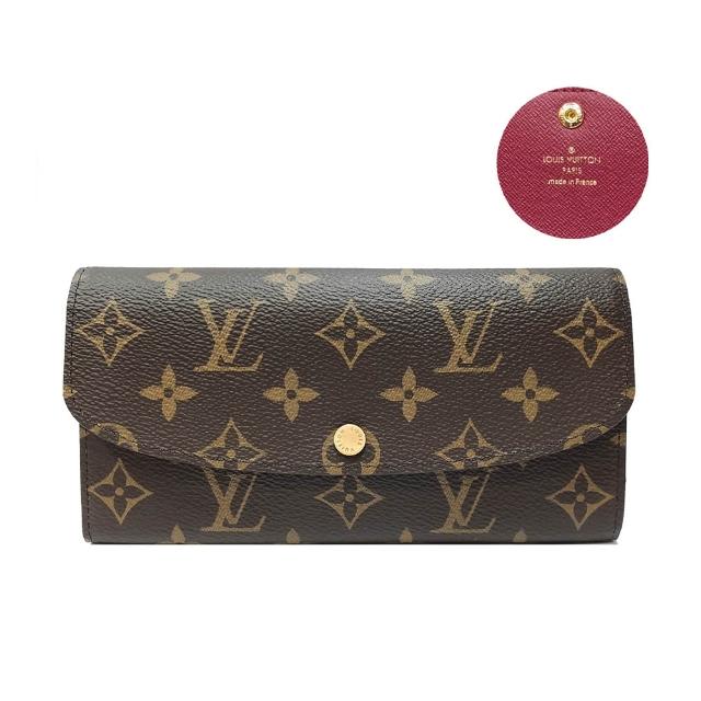 【Louis Vuitton 路易威登】M60697 Emilie系列經典Monogram拼色釦式長夾(紫紅色)