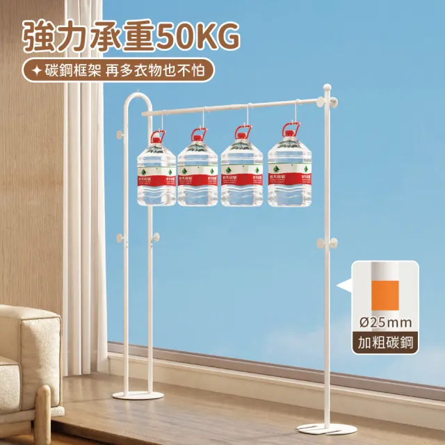 【慢慢家居】圓管美型-3in1可伸縮鐵製多功能折疊曬衣架(吊衣架/掛衣架/室內衣架/摺疊晾衣架)