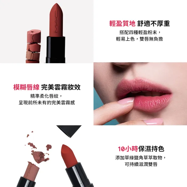 【M.A.C】4D立體豐唇組(輕親雲霧保濕唇膏+超持妝36H柔霧遮瑕液7ML)