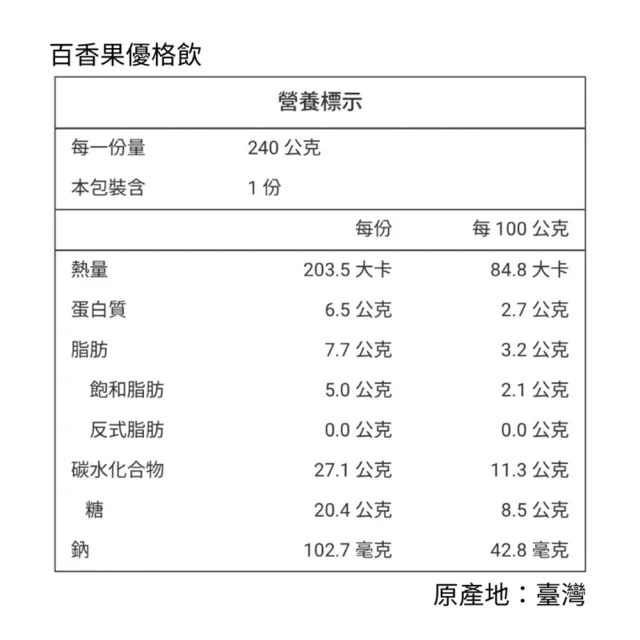【YOGU】百香果優格飲/添加寡糖240ML*8入組(添加寡糖/鮮奶優格飲/手工熬煮)