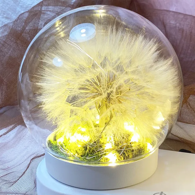 【OSTARA FLORIST 奧斯塔拉花藝】巨型療癒系蒲公英玻璃燈飾 有精油擴香功能(永生花、居家生活、節日送禮)