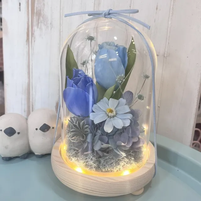 【OSTARA FLORIST 奧斯塔拉花藝】鬱金香的呢喃~永生花玻璃罩盅(情人節、慶祝、花禮、節日送禮、擺飾)