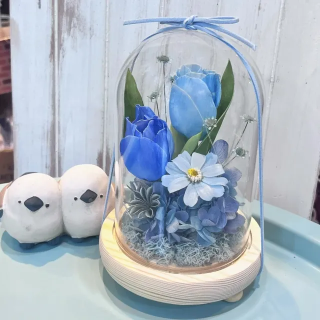 【OSTARA FLORIST 奧斯塔拉花藝】鬱金香的呢喃~永生花玻璃罩盅(情人節、慶祝、花禮、節日送禮、擺飾)