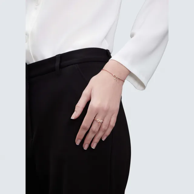【agnes b.】bijoux 女款 925純銀 蝴蝶結 b.logo 戒指 玫瑰金