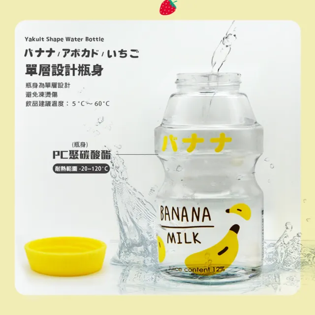 【GREEN BELL 綠貝】透明水果口愛多多瓶水壺470ml-附背帶(兒童 幼兒 開學 可愛 耐摔 不含BPA)