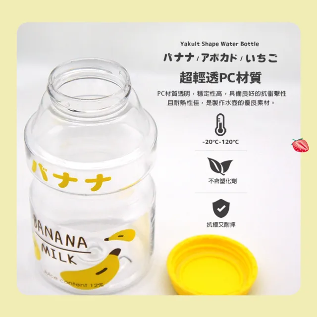 【GREEN BELL 綠貝】透明水果口愛多多瓶水壺470ml-附背帶3入組(兒童 幼兒 開學 可愛 耐摔 不含BPA)