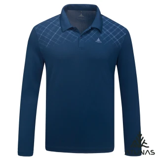 【ATUNAS 歐都納】男款循環抑菌抗臭吸濕排汗長袖POLO衫(A1PSHH01MC藍/再生環保材/透氣/抗UV防曬/休閒)