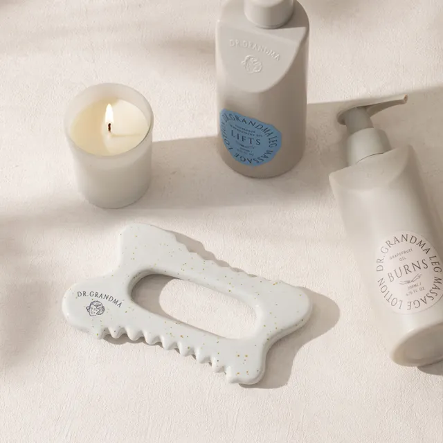 【阿嬤的配方】官方直營 漫步雲端按摩組｜精油按摩乳1瓶 火山石推拿按摩板(多功能5曲面/推拿放鬆/刮痧循環)