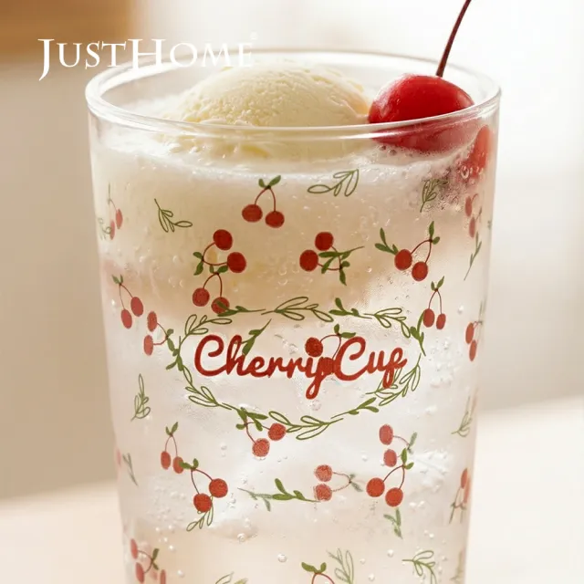 【Just Home】花園系透明玻璃杯285ml-兩款任選(水杯 玻璃杯 高腳杯)