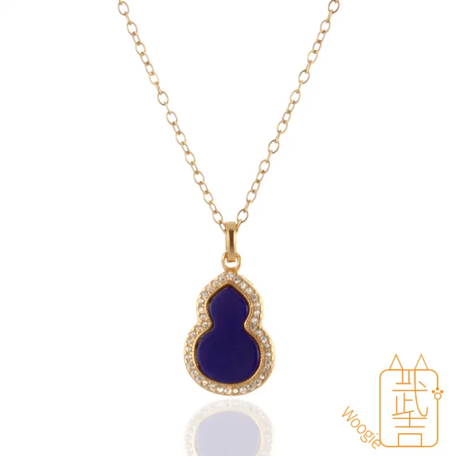 【Woogie武吉珠寶】精品青金石葫蘆設計純銀吊墜(葫蘆18x11mm)