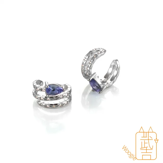 【Woogie武吉珠寶】精品丹泉石設計純銀耳骨夾(14x9mm)