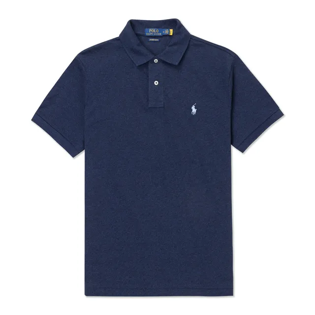 【RALPH LAUREN】RL POLO 經典刺繡小馬短袖POLO衫 上衣-麻花深藍色(春夏舒適/平輸品)