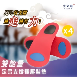 【日本旭川】生命慈石墨烯足弓支撐釋 壓力 抗菌除臭開運鞋墊-4入(足弓矯正 減壓支撐)
