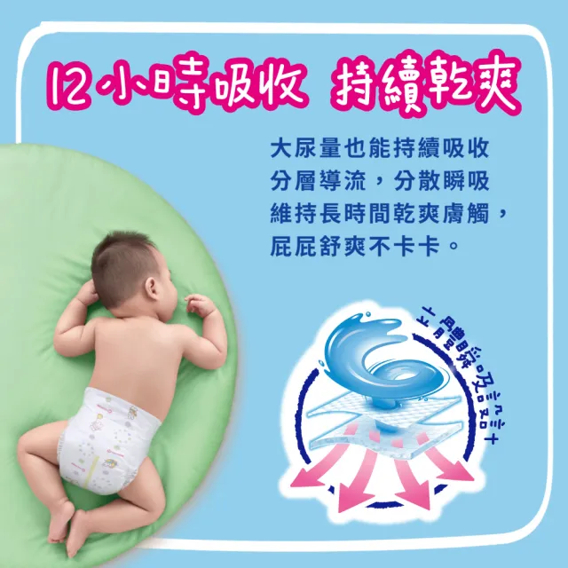 【妙而舒】瞬吸舒爽黏貼型紙尿褲/尿布 NB 3箱購(NB42片x12包)