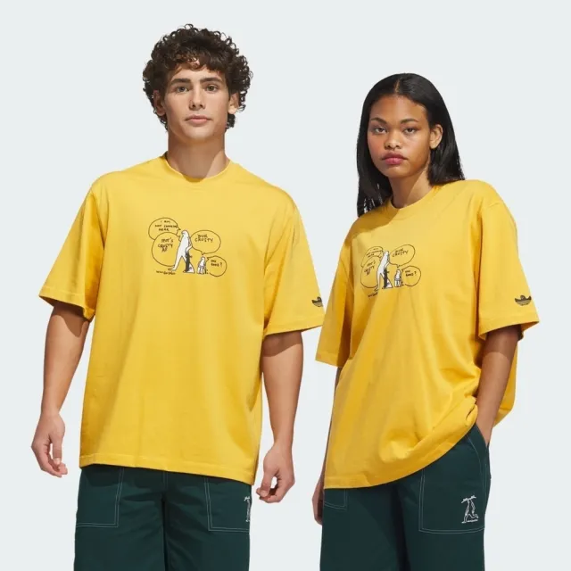 【adidas 愛迪達】Gonz Crusty Tee 男女 T恤 運動上衣 休閒短袖 黃 亞版 純棉(KE1021)
