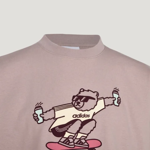 【adidas 愛迪達】Gfx Tee Ss 2 男女 T恤 運動上衣 休閒短袖 灰紫 亞版 純棉(KY5740)
