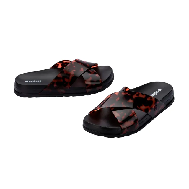 【Melissa】動物紋交叉寬帶平底拖鞋(花色)