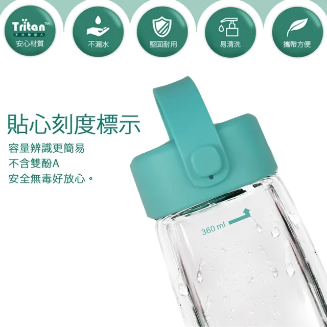 【GREEN BELL 綠貝】Tritan極簡塗鴉水壺360ml(寬口 提把 耐用 款式任選 不含BPA)