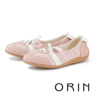 【ORIN】甜美芭蕾風萊卡拼接牛皮休閒鞋 粉色