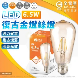 【DanceLight 舞光】6入組 免運費 LED 6.5W 燈絲燈 E27 古銅色燈殼 復古金 2300K 黃金光