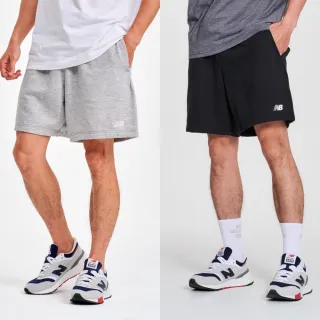 【NEW BALANCE】NB 鬆緊抽繩棉質短褲_男性_灰色/黑色_MS41520AG_MS41520BK(美版 版型偏大)