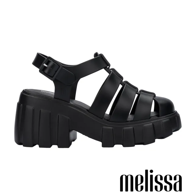 【Melissa】羅馬前包寬帶涼跟鞋(黑色)