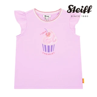 【STEIFF】熊頭童裝 印花圖案蝴蝶袖無袖T恤(短袖上衣)