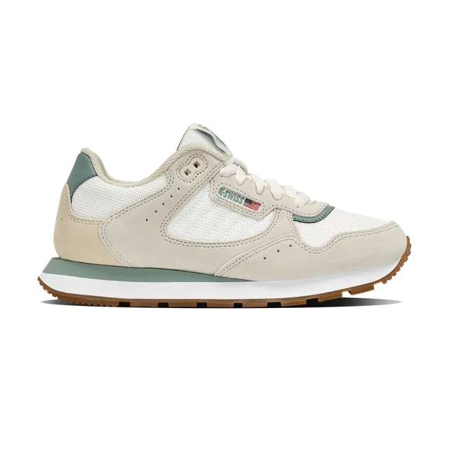 【K-SWISS】經典運動鞋 VISTA RUNNER T 休閒 女鞋 米白莫藍迪綠色 99459-164-M