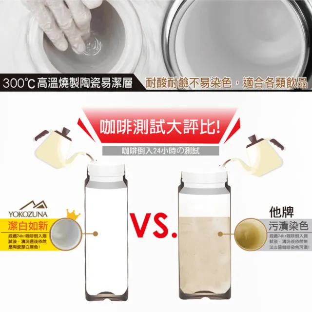 【GREEN BELL 綠貝】316不鏽鋼手提陶瓷保溫杯1000ml(陶瓷內膽 易潔層 大容量 保溫瓶 保冷 保冰 SGS)