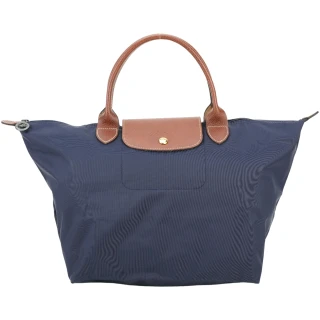 【LONGCHAMP】Le pliage 短提把摺疊水餃包-M 深藍色