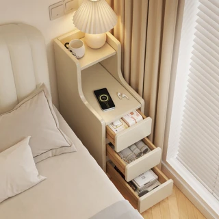 【JU JIA JIA 居家家】家用臥室床邊小型夾縫式帶三抽屜30*34*87cm床頭櫃（儲物櫃/抽拉櫃/置物架）