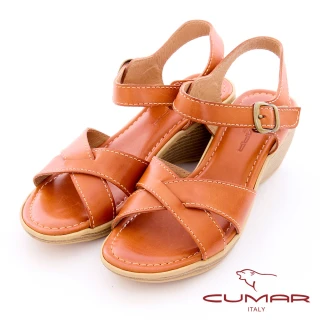 【CUMAR】交叉飾帶真皮涼拖鞋726-017