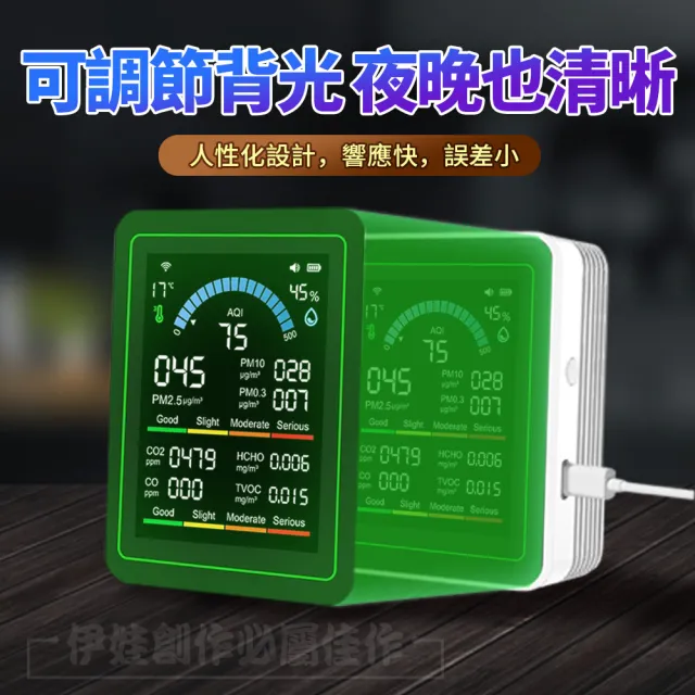 【IDREES 伊德萊斯】十合一 空氣檢測儀 PM2.5 PM10 甲醛 揮發性有機物 一氧化碳 二氧化碳 濕度溫度