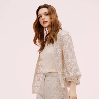 【KERAIA 克萊亞】星耀織光蕾絲七分袖外套