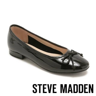 【steve madden】素面編織蝴蝶結娃娃鞋 TWVINA(鏡黑色)