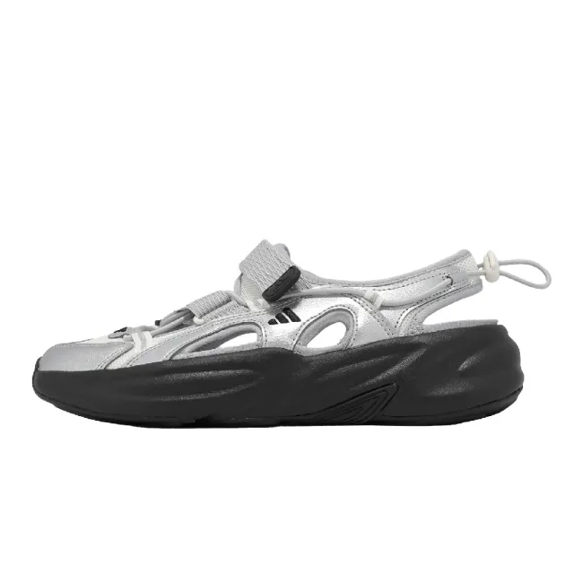 【adidas 愛迪達】涼鞋 Ozwave Sandal 女鞋 白 銀 魔鬼氈 瑪莉珍風厚底 KJ5964