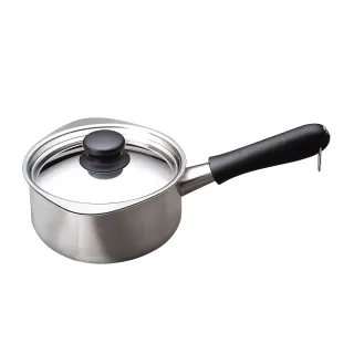 【IUSE】日本製 柳宗理 18-8不鏽鋼牛奶鍋16cm/亮面/附蓋(符合人體工學．絕佳導熱)