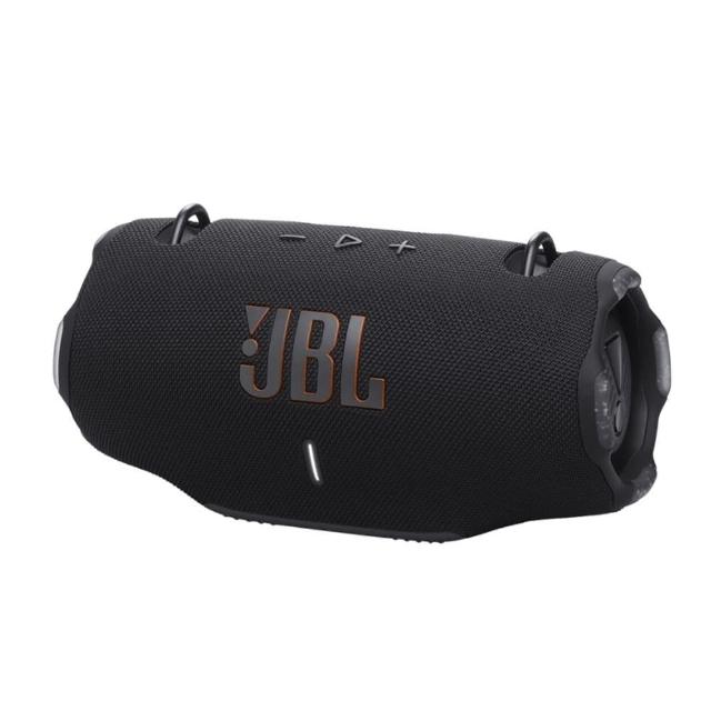 JBL Xtreme 4 是一款高效能防水藍芽喇叭，採用耐用塑膠材質，輸出功率20W-40W，提供強勁音效。具備防潑水功能及12-24小時長效續航，適合戶外使用。顏色選擇包括黑色、藍色、綠色及其他款式，帶來沉浸式音樂體驗。