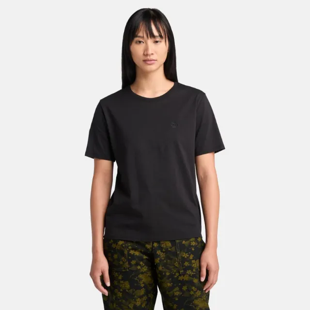 【Timberland】女款黑色休閒短袖T恤(A6ATE001)