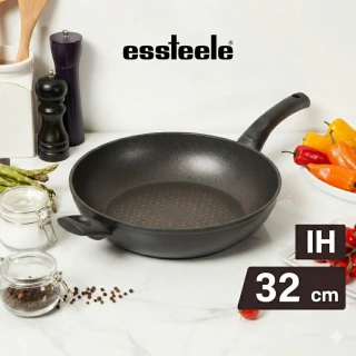 【MEYER 美亞】ESSTEELE意帝斯 智慧感溫手把 鑽石不沾鍋 32cm平底鍋(IH/電磁爐適用)