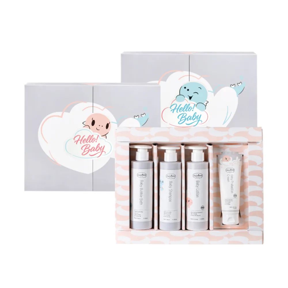 【Baan 貝恩】嬰兒寶貝禮盒(嬰兒泡泡香浴露+洗髮精+全效護膚膏+爽膚乳液)