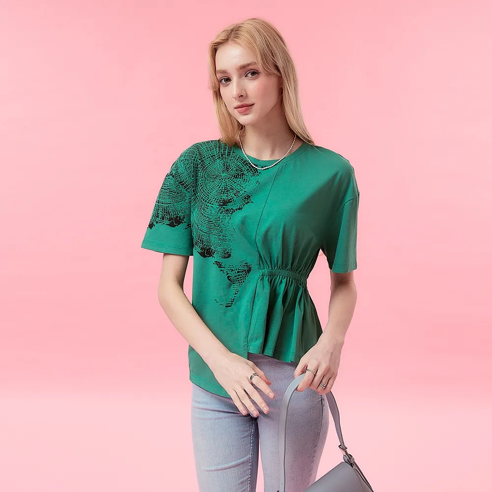 【ICHE 衣哲】Cop.Copine法式設計款抓褶鬆緊抽皺不規則超顯瘦造型上衣