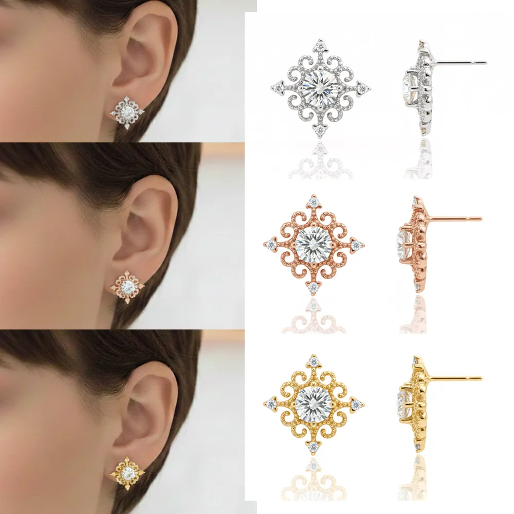 【Luster】38女王!培育鑽石 30分 D/VS 鏤空 純銀 鑽石耳環-任選(培育鑽石X2總重0.60克拉)