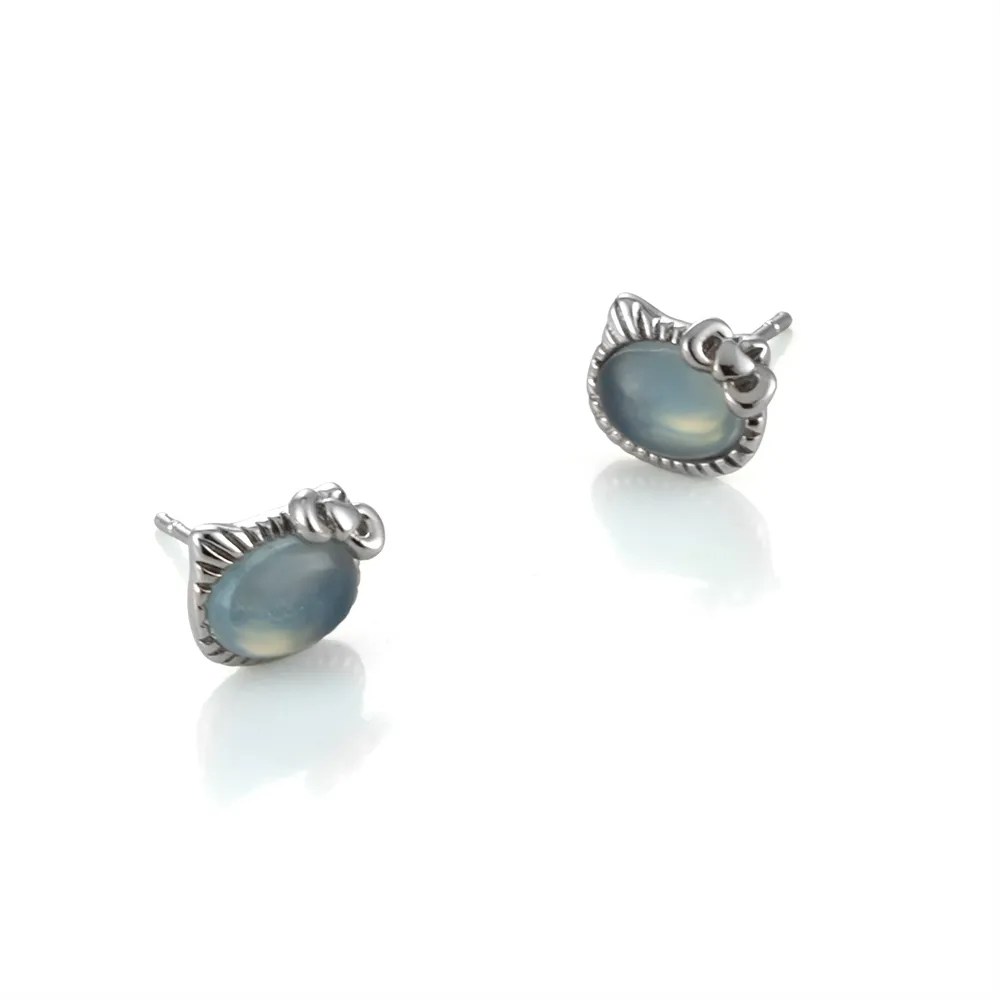 【Woogie武吉珠寶】海藍寶計款耳環(貓咪8x7mm)